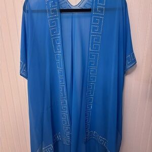 Blue Sheer Kimono with Silver Accents